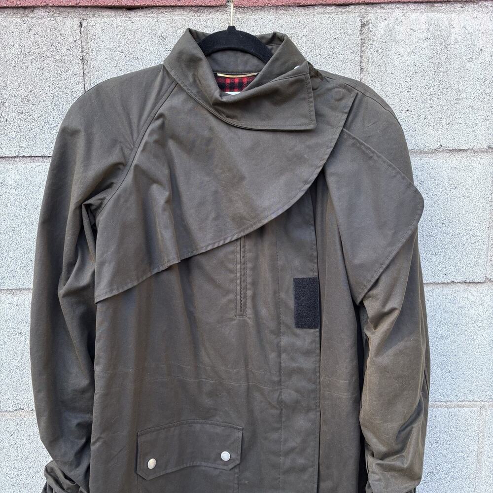 Saint Laurent Women’s Waxed Cotton Military Parka Jacket Army Green Sz 36 - Picture 2 of 12